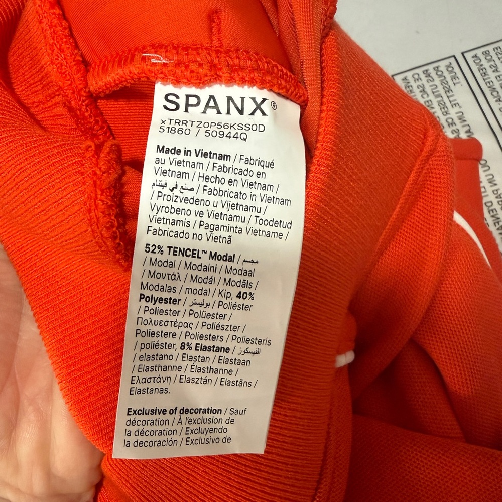 SPANX Red Track Pants with White Piping, Size Small - Picture 5 of 9